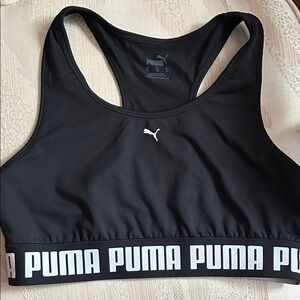 PUMA Black Sports Bra with Logo Band